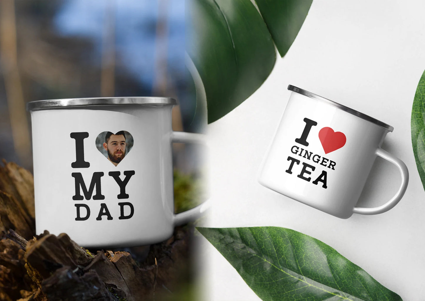 Custom HEART enamel MUGS