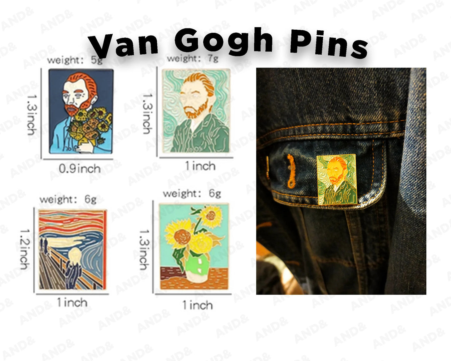 Van Gogh oil painting Art pin