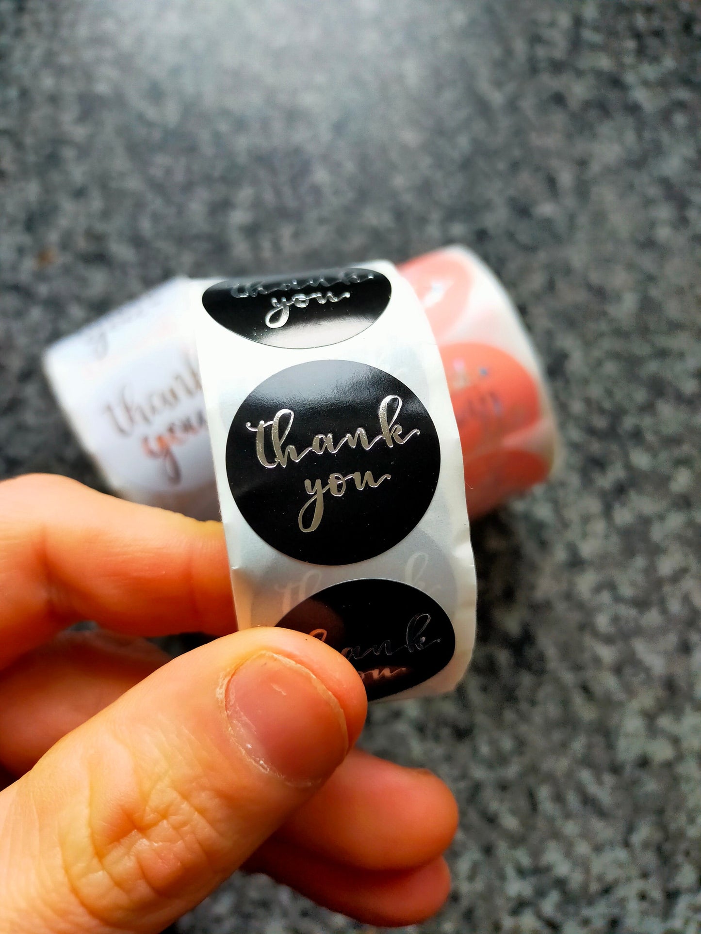 Black Thank you Silver Stickers