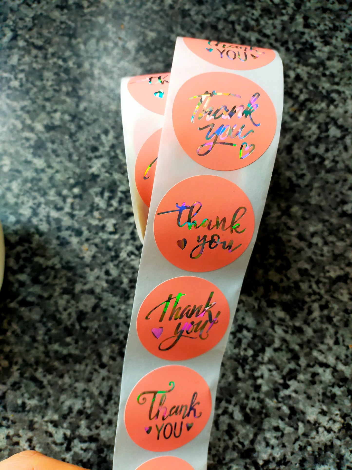 Pink Thank you Silver Stickers
