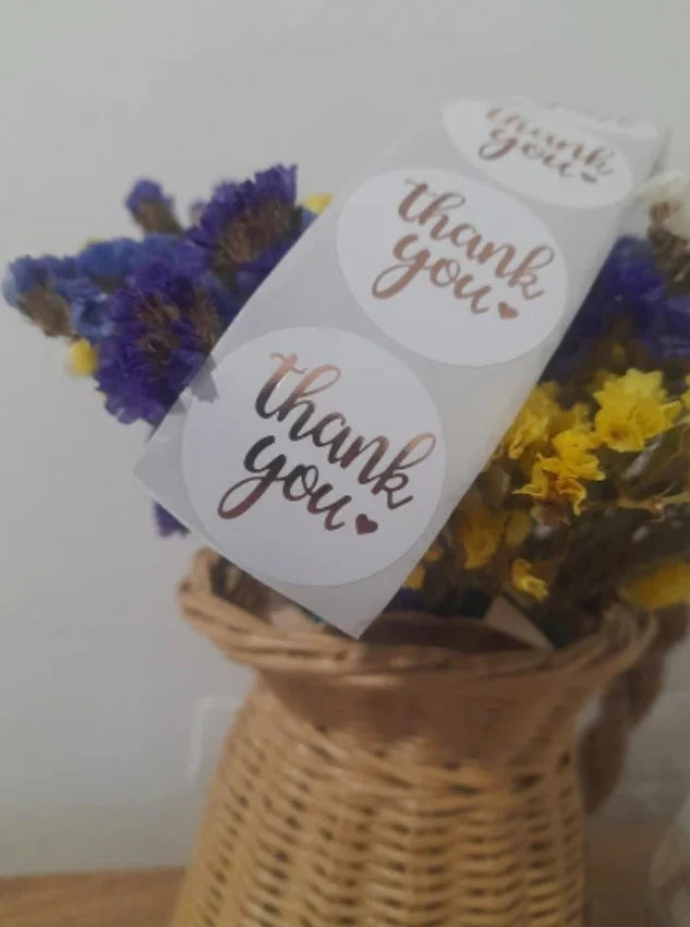White Thank you Gold Stickers