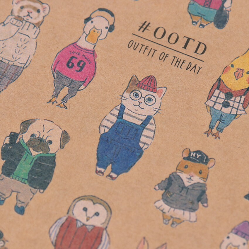 Cute animals Kraft Paper stickers