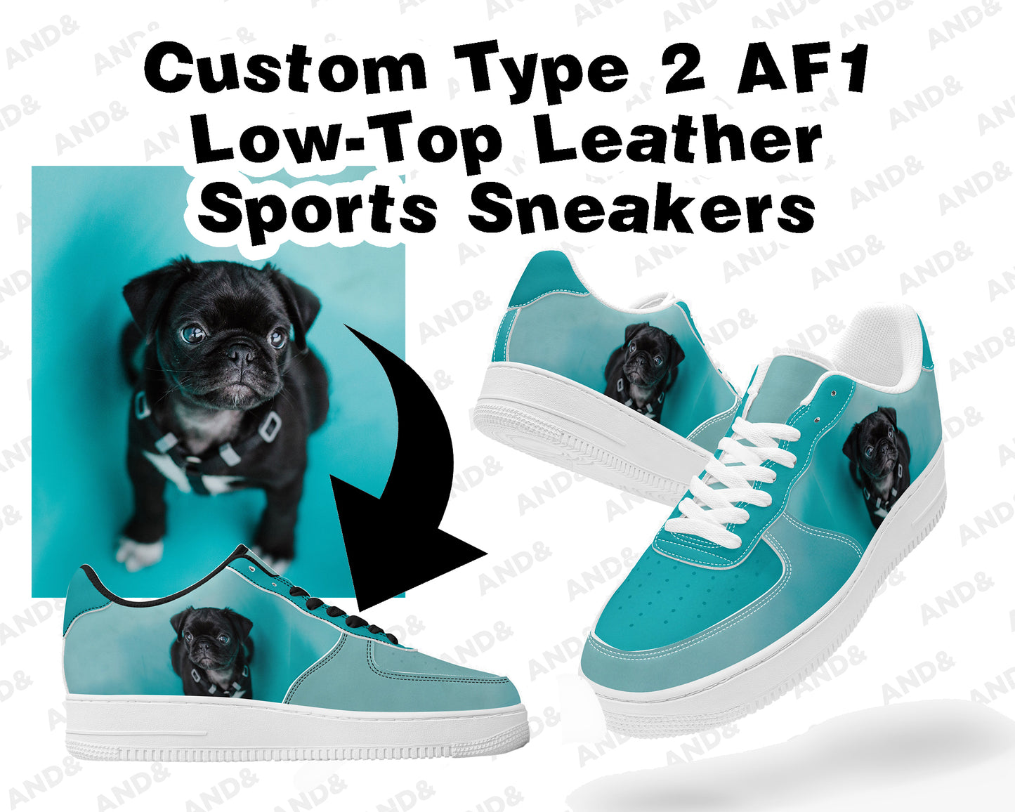 Custom Type 2 AF1 Low-Top Leather Sports Sneakers