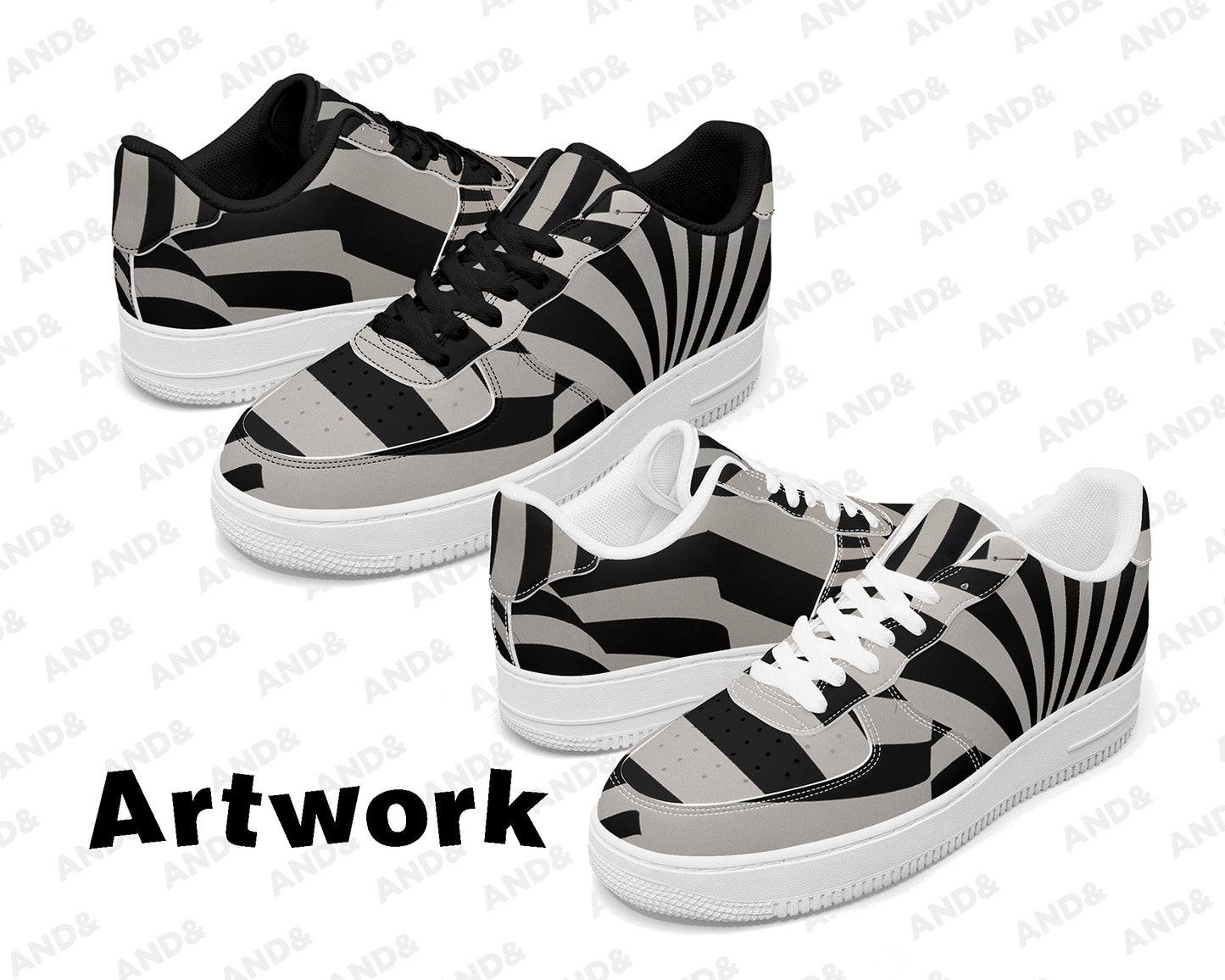 Custom Type 2 AF1 Low-Top Leather Sports Sneakers