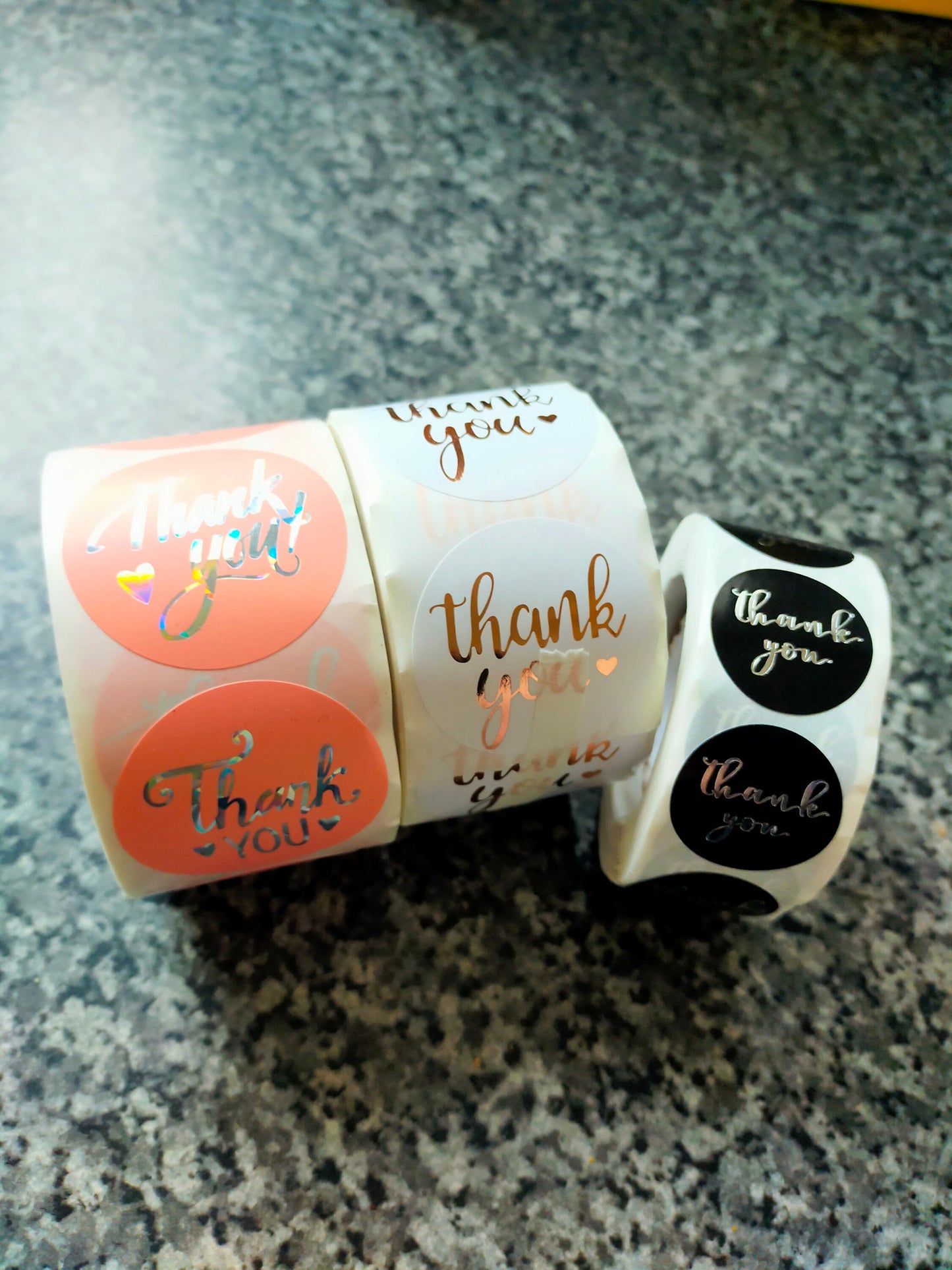 Black Thank you Silver Stickers