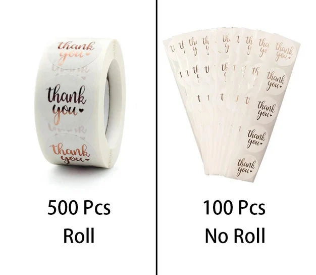 White Thank you Gold Stickers