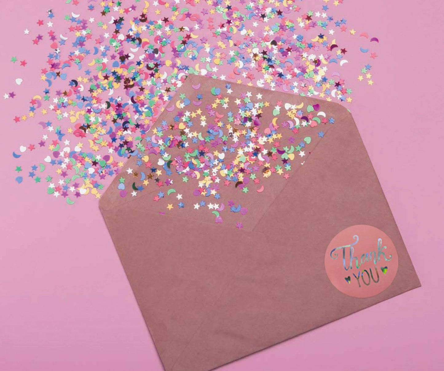 Pink Thank you Silver Stickers