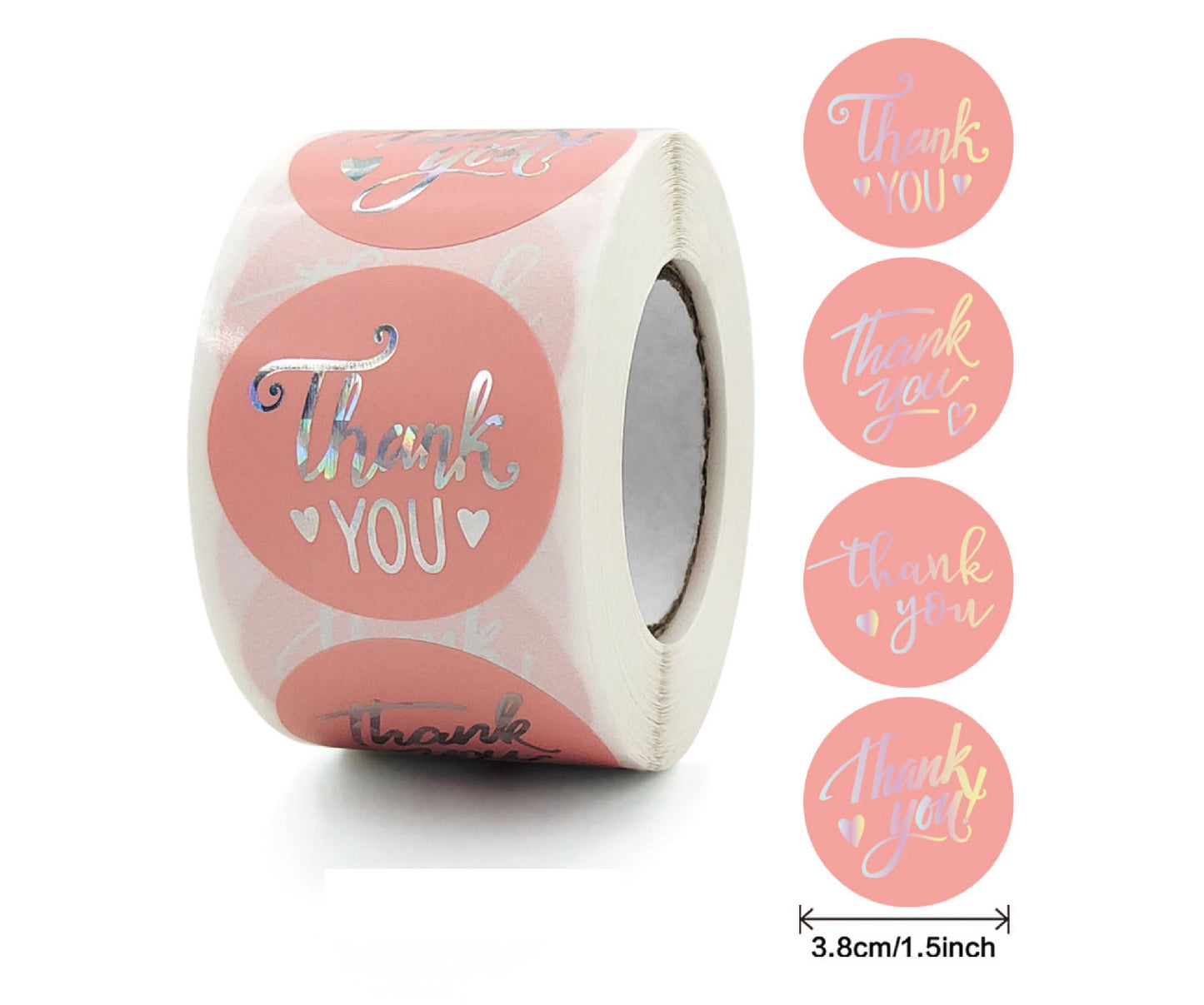 Pink Thank you Silver Stickers