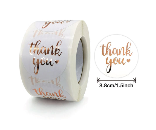 White Thank you Gold Stickers