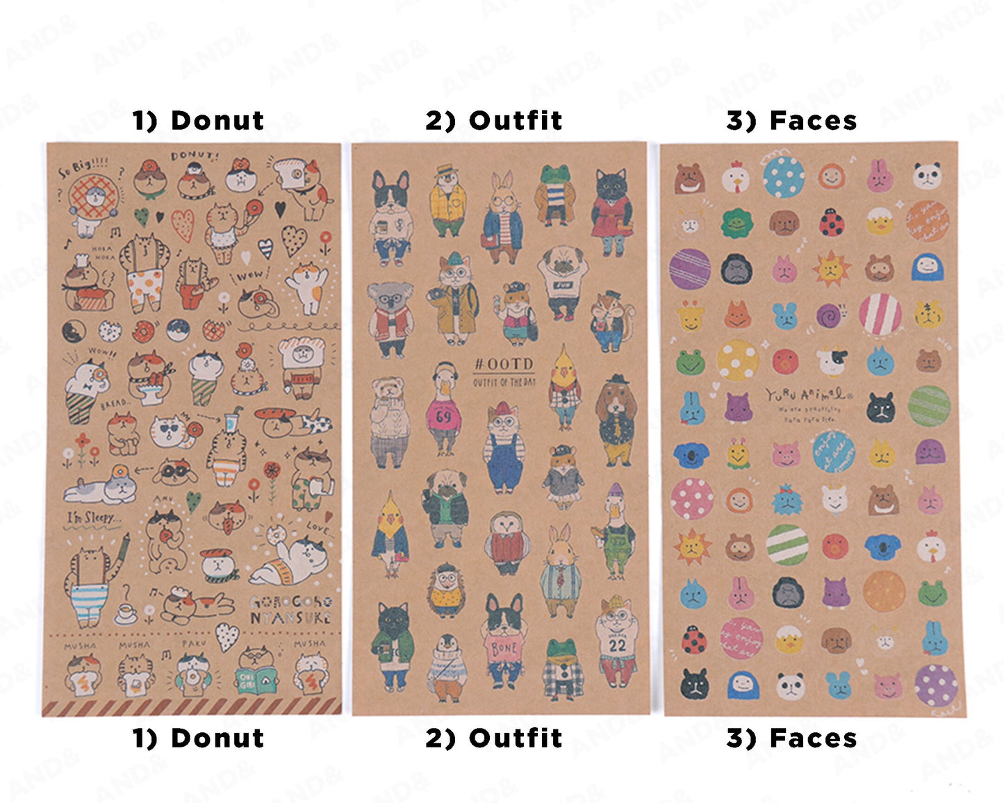 Cute animals Kraft Paper stickers