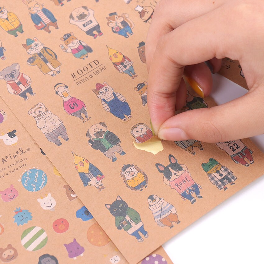Cute animals Kraft Paper stickers
