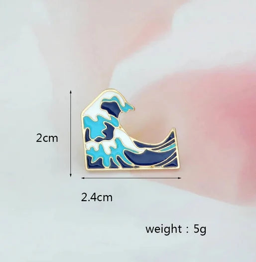 Wave art Japanese pin