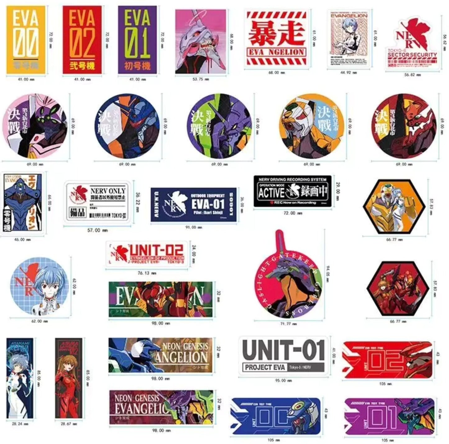 evangelion stickers 30 pcs