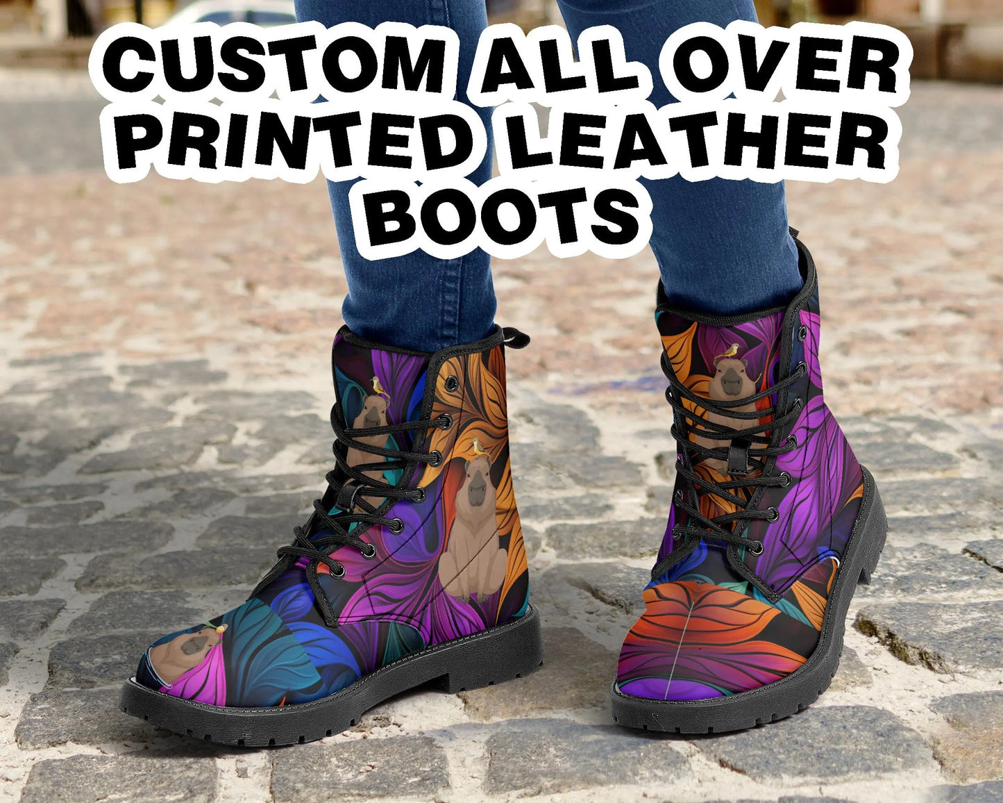 Custom Printed Leather Boots