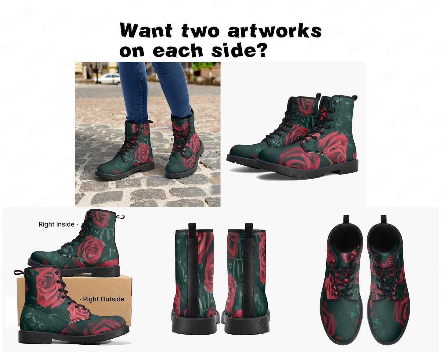 Custom Printed Leather Boots